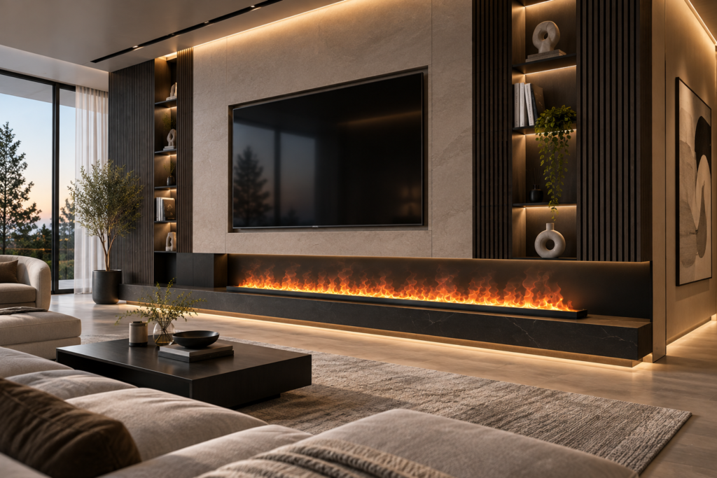 Water Vapor Fireplace for Media Walls
